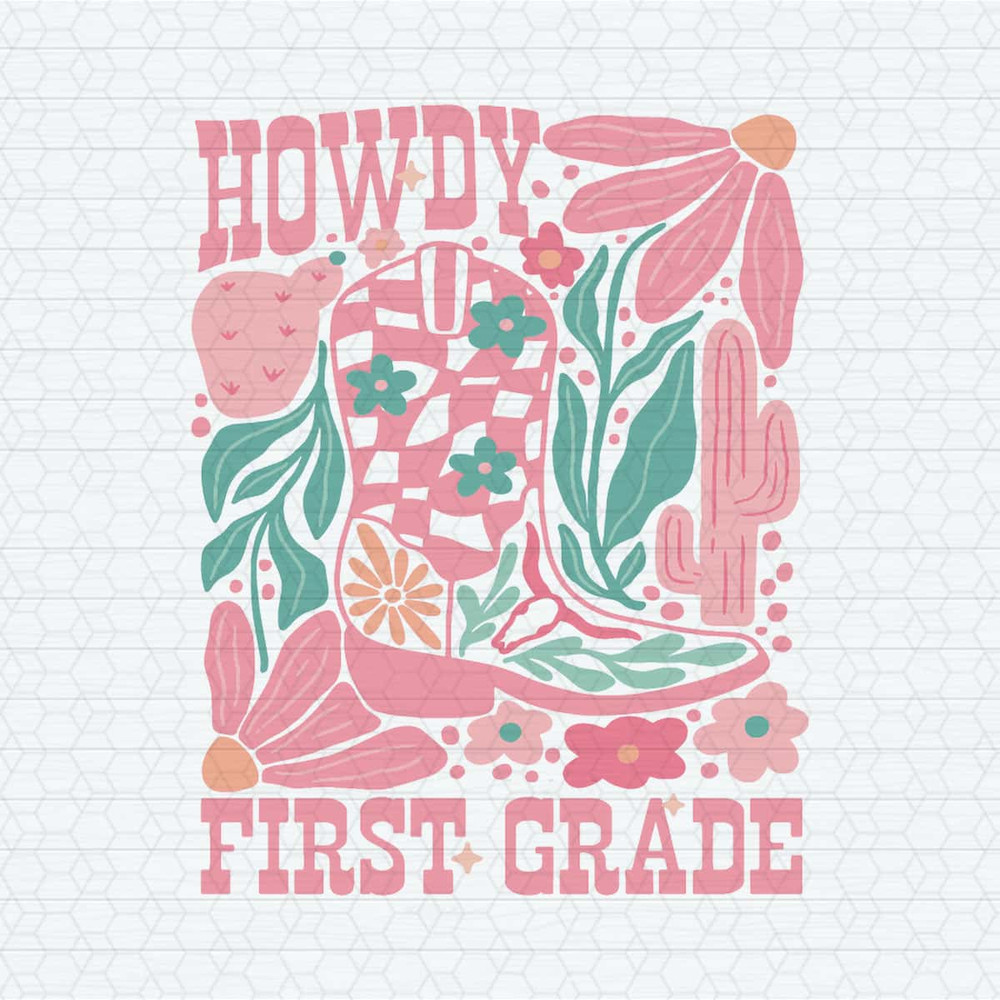 Groovy Howdy First Grade Cowboy Teacher SVG.jpg