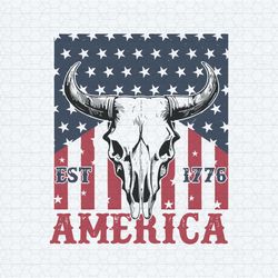 western patriotic american est 1776 bull skull svg