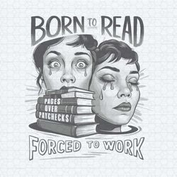 vintage born to read forced to work crying girl png
