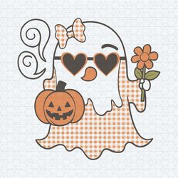 cute ghost blowing bubble halloween flower svg