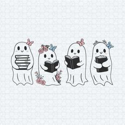 ghost reading teacher halloween librarian book lover svg