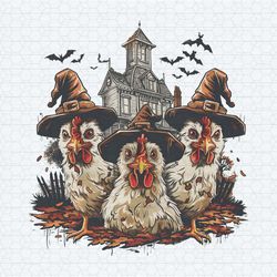 retro halloween chickens witches vibes png