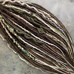 Swamp green brown blonde textured DE or SE dreadlocks full set, ombre DE SE dreads, crochet dreadlock extension