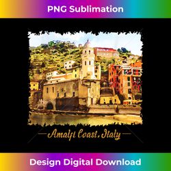 The beautiful Amalfi Coast in Italy watercolour effect. - Sleek Sublimation PNG Download - Immerse in Creativity with Every Design