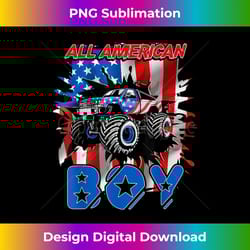 all american boy monster truck patriotic usa flag july 4th - artisanal sublimation png file - animate your creative concepts