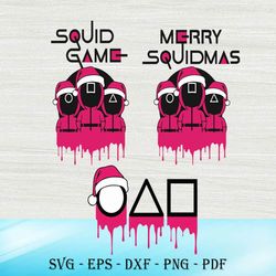 christmas squid game bundle svg digital file, squid game lovers, christmas squid game svg