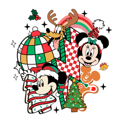 retro groovy christmas mickey minnie and pluto svg