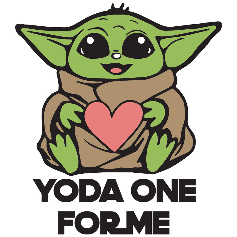 Baby Yoda One For Me - Baby Yoda Star Wars Hugging Heart For Valentine Day SVG.png