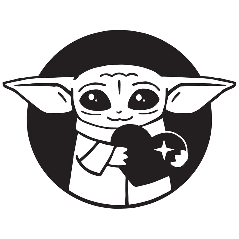 Valentine Baby Yoda Hugging Heart - Yoda With Heart Valentine SVG.png