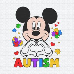 Funny Mickey Heart Hand Autism Awareness SVG