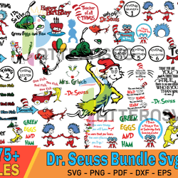 375 Files Dr. Seuss Bundle SVG, Hat Off Seuss SVG, The Cat In The Hat SVG, Mrs Grinch Dr Seuss SVG