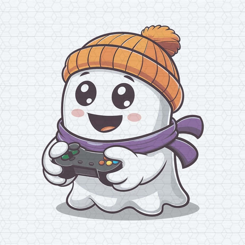 Cute Ghost Halloween Gamer Gaming PNG.jpg