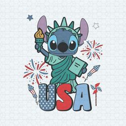 funny stitch usa statue of liberty svg