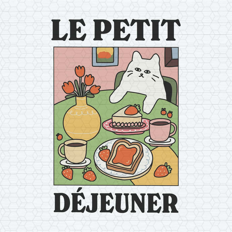 Cute Le Petit Dejeuner French Cafe Cat SVG.jpg