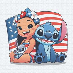 stich and lilo 4th of july us flag png