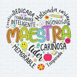 retro maestra word teacher heart png