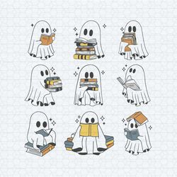 bookish halloween ghost reading books svg