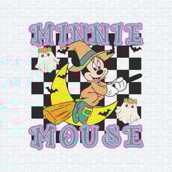 checkered minnie mouse halloween witch vibes svg