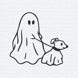 funny halloween ghost dog walker svg
