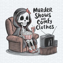 murder shows and comfy clothes skeleton popcorn png