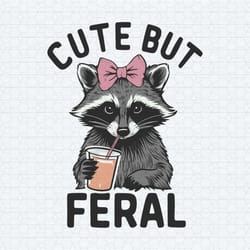 retro cute but feral raccoon bow svg