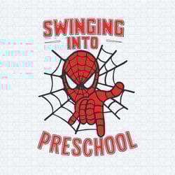 retro spiderman swinging into preschool svg