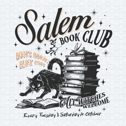 black cat salem book club all witches welcome svg