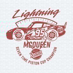 disney cars lightning mcqueen seven time piston cup champion svg