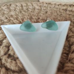 Light blue sea glass earrings