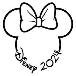 2024 Mickey Minnie Mouse Ears Bow Outline Travel Trip Vacation SVG PNG Dxf Formats Cut Cricut Silhouette