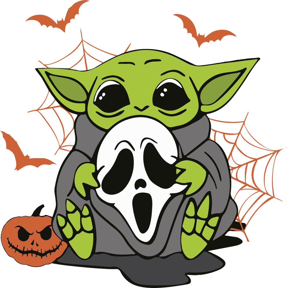 Baby Yoda Ghost Scream SVG - Halloween Party.png