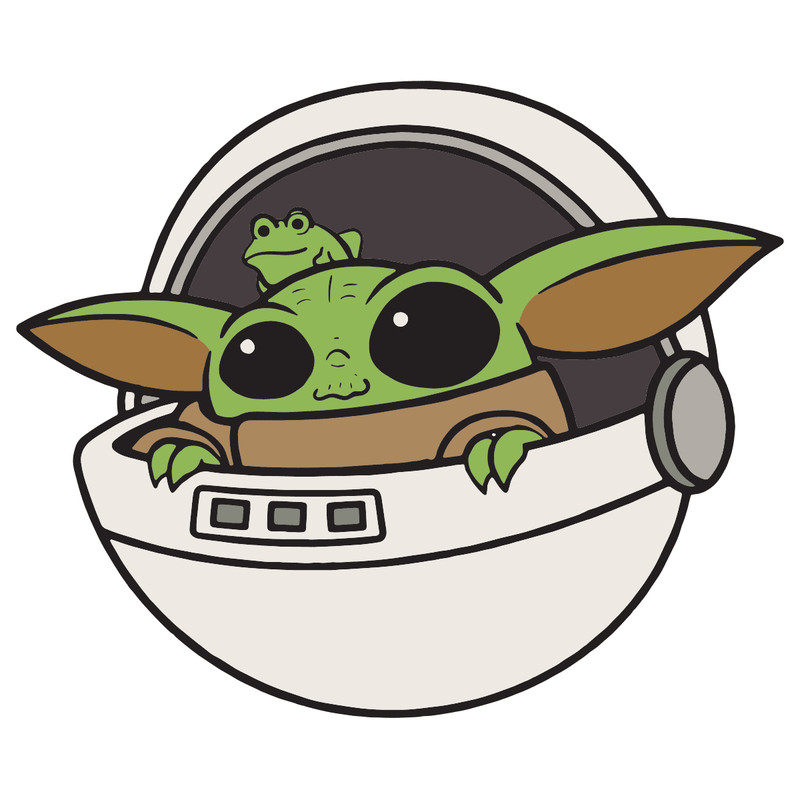 Baby Yoda With Frog - Trending Friendzone Gift Silhouette Yoda Star Wars SVG.png