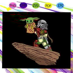 darth vader and mandalorian baby yoda svg silhouette warsfor