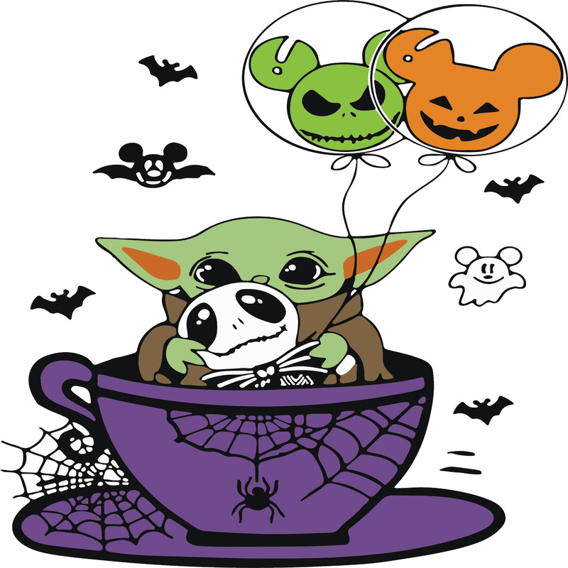 Halloween Yoda In Teacup SVG - Spooky Balloon Party.png