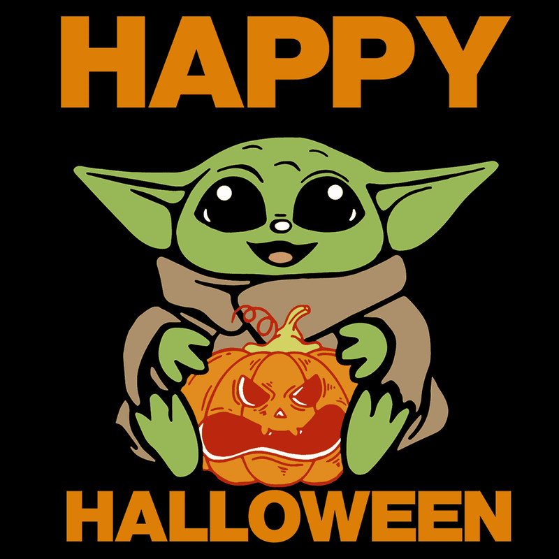 Happy Halloween With Baby Yoda - Baby Yoda Hugging Pumpkin SVG.png