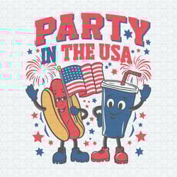 party in the usa patriotic hotdog and soda cup svg
