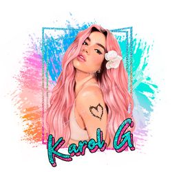 karol G pink hair PNG Bichota digital download file, sublimation