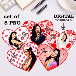 Selena Valentine's Day cards PNG digital download file, sublimation cake toppers