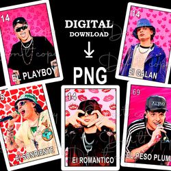 Peso Pluma Valentines Day Cards Loteria Card PNG digital download file, sublimation Mexican Loteria SET