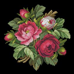 pdf vintage cross stitch pattern 230417 pink peonies