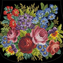 pdf vintage cross stitch pattern 180202 handbag with delphinium