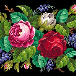 pillow with heather and roses pdf vintage cross stitch pattern