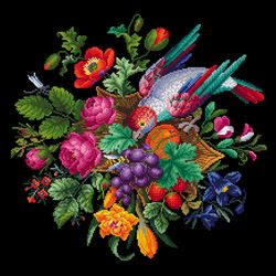 210531 parrot with bee and dragonfly pdf vintage cross stitch pattern