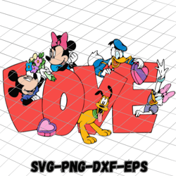 donald and daisy duck valentine's day love clipart , valentines day svg cut files for cricut / silhouette, png, dxf...