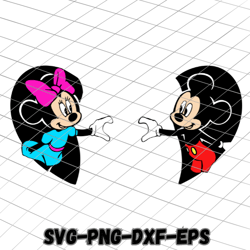 mickey and minnie valentine's day heart , svg cut files for cricut / silhouette, instant download