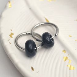 Congo  earrings, Earrings, Hoop earrings, Circle earrings, Minimalist earrings, Stone earrings, Everyday earrings