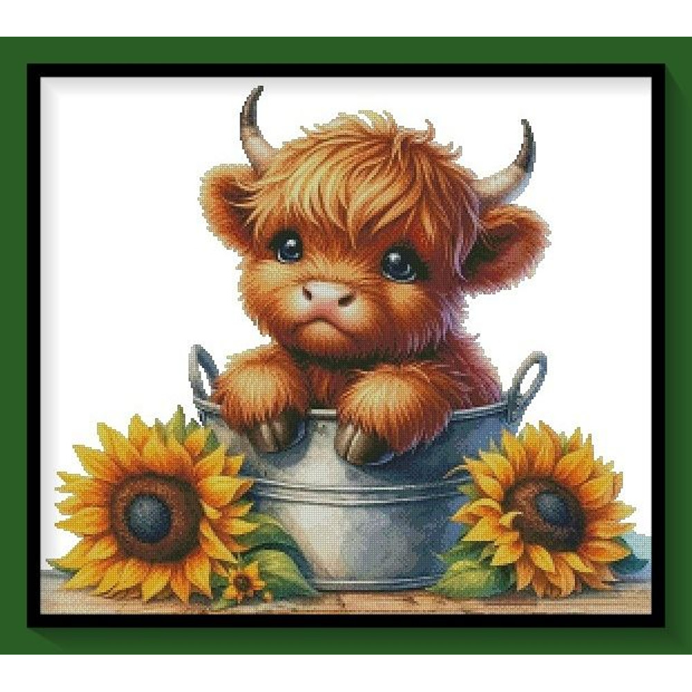 Highland Calf 1  Excluse Cross Stitch Pattern  Original Artwork From Designs By Decca 2