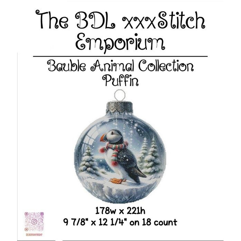 Bauble Animal Collection Puffin Cross Stitch Pattern Original Artwork By Serene Dove 0