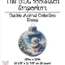 bauble animal collection - sheep cross stitch pattern - original artwork by serene dove