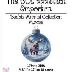 bauble animal collection - moose, cross stitch pattern - original artwork by serene dove